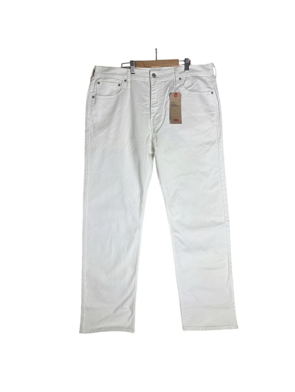 Levi's 569 Loose Straight Jeans Men's W36 L34 White Stretch Denim